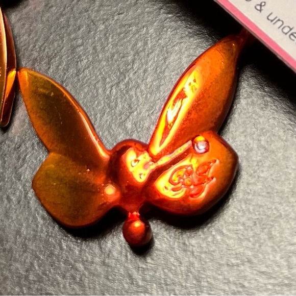 Betsey Johnson Pink and Orange Rhinestones Butterfly Earrings - Picture 4 of 5